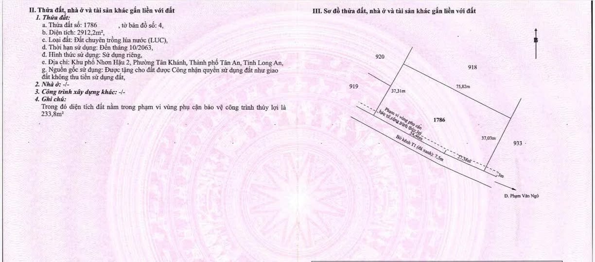 Đất lúa 3000m² mặt tiền bờ kênh T1 - Giá chỉ 4,3 tỷ!