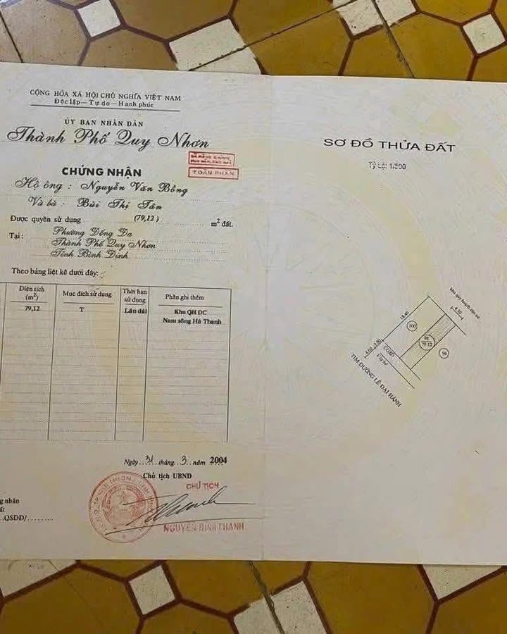 Đất mặt tiền Lê Đại Hành, Quy Nhơn 79.12m² giá 4.5 tỷ - Vị trí kinh doanh sầm uất!