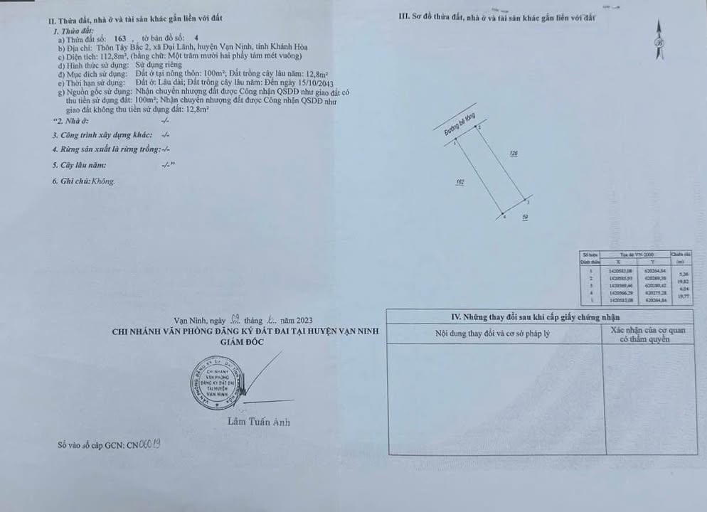 Đất nền Đại Lãnh Vạn Ninh 112.8m² giá 800 triệu - Pháp lý rõ ràng, tiện xây dựng!