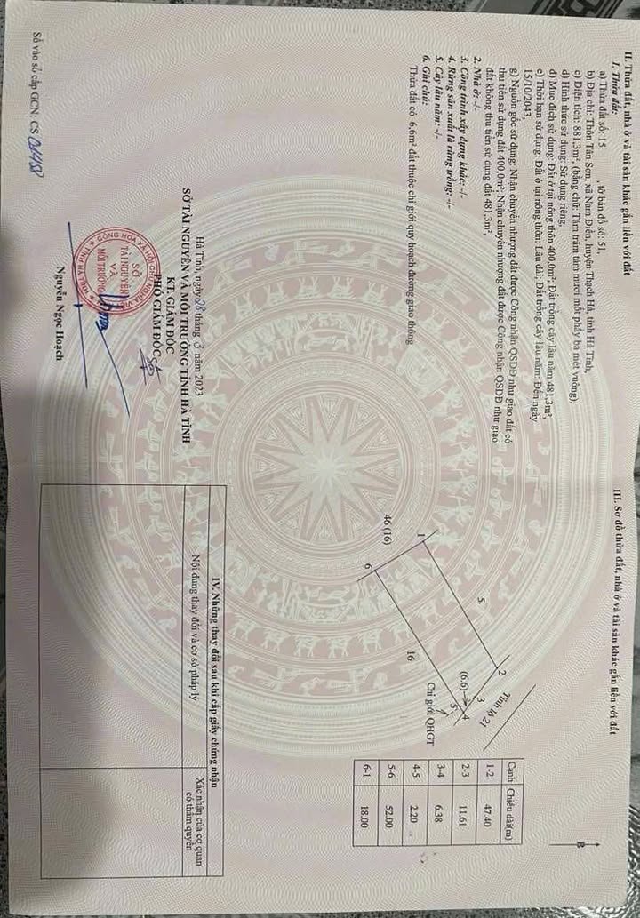 Đất nền Thạch Hà 881m² giá 94.956 tỷ - Cơ hội đầu tư tuyệt vời!