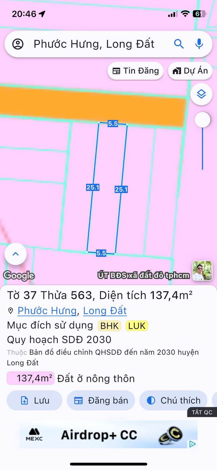 Đất thổ cư 137m² tại khu A Phước Hưng, Long Hải - Gần biển chỉ 1.28 tỷ!