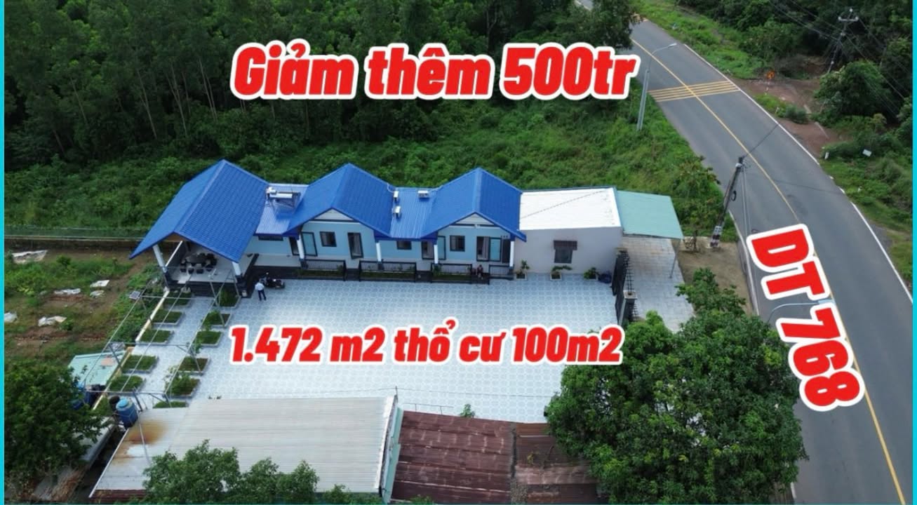 Nhà mặt tiền đường 768, xã Trị An, Vĩnh Cửu 1472m² giá 6 tỷ - Giảm ngay 500 triệu!