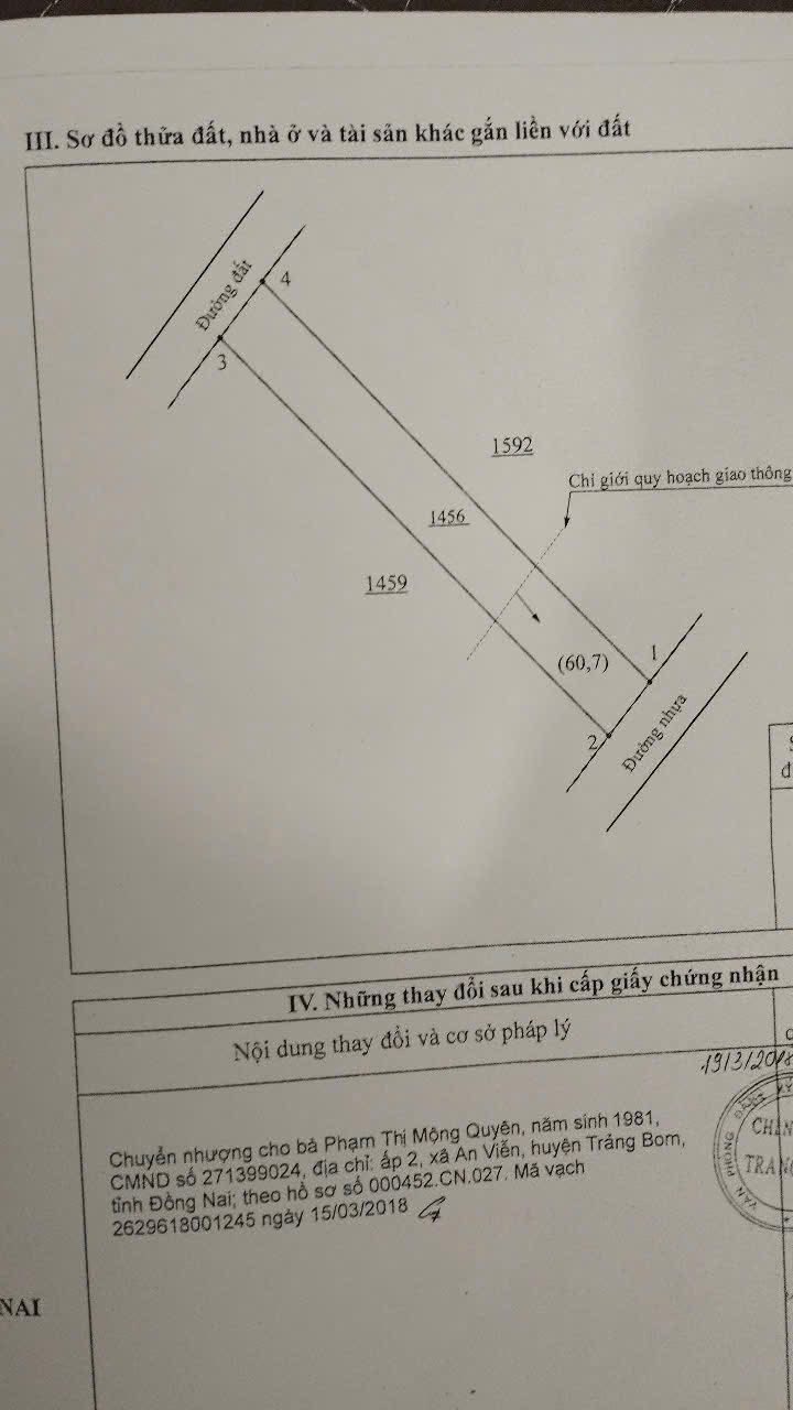 Đất thổ cư Trần Vĩnh Lộc, Trảng Bom 200m² giá 1.3 tỷ - Sổ đỏ chính chủ, vị trí đẹp!