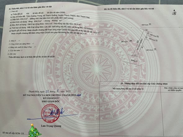 Đất thổ cư Thôn Quảng Trung, Thanh Hóa 204,5m² giá 400 triệu - Đầu tư sinh lời!