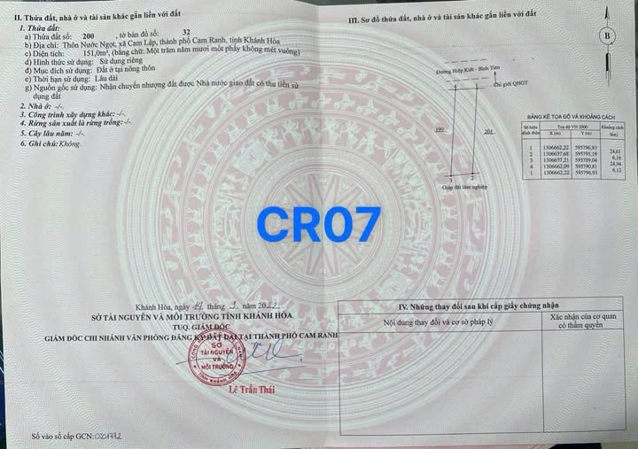 Đất thổ cư Cam Ranh 145m² giá 2.015 tỷ - Đối diện Vin Cam Ranh, sổ hồng chính chủ!