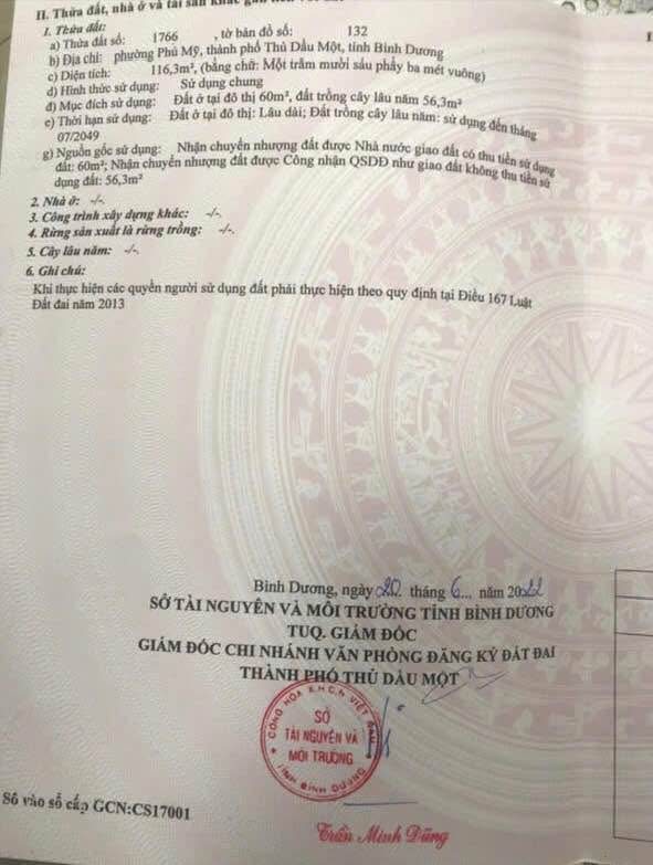 Đất Thổ Cư Phú Mỹ Thủ Dầu Một 130m² giá 2.2 tỷ - Cơ hội đầu tư hấp dẫn!