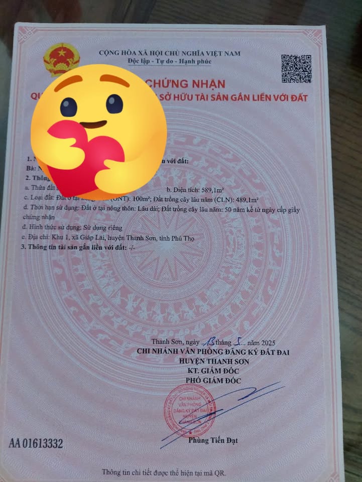 Đất nền 589m² tại Giáp Lai, Thanh Sơn - Giá tốt, mặt tiền 10m