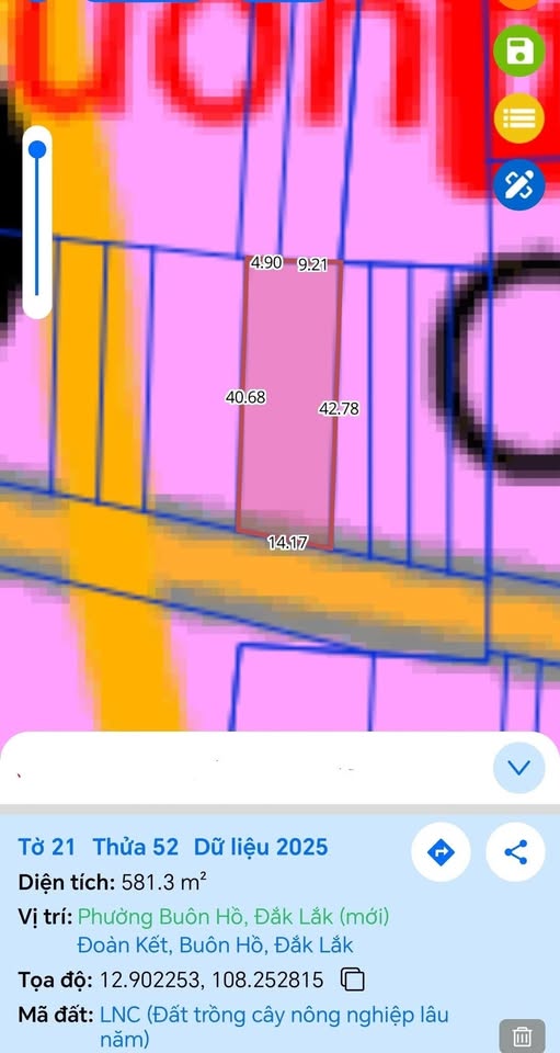 Đất thổ cư 576m² tại Buôn Hồ, Đắk Lắk - Giá chỉ 6.438 tỷ VND!