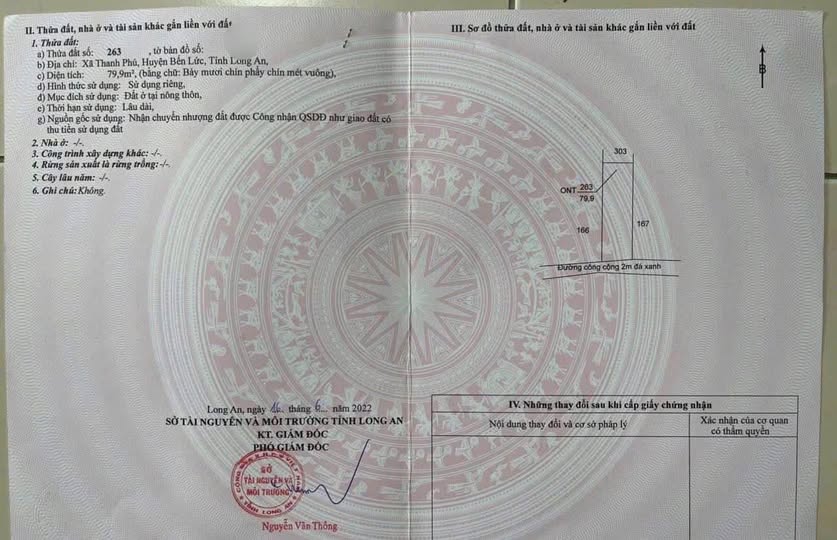 Đất thổ cư ấp Thanh Hiệp, Bến Lức, Long An 80m² giá 850 triệu - Cơ hội vàng đầu tư!