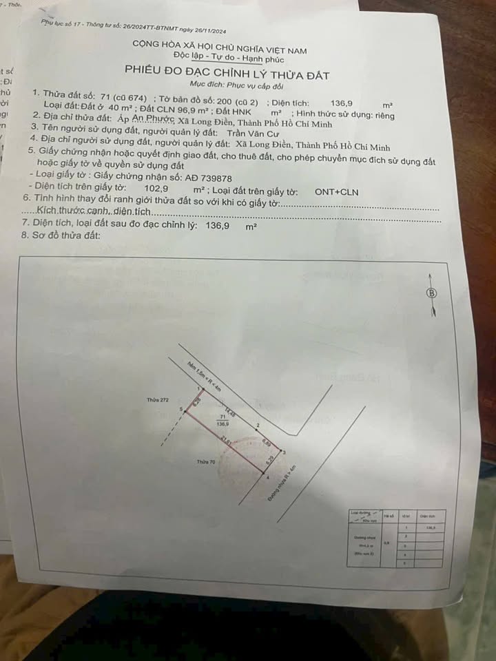 Bán đất mặt tiền đường nhựa 136m² giá 1.55 tỷ - Vị trí đẹp, tiềm năng tăng giá!