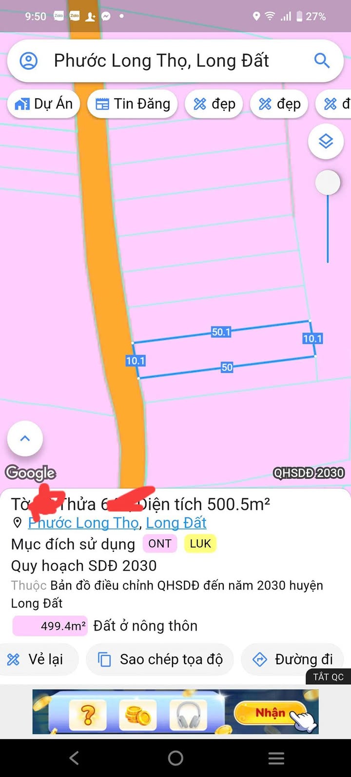 Đất nền Đất Đỏ 500m² giá 1 tỷ - Đường nhựa đẹp, đầu tư sinh lời!