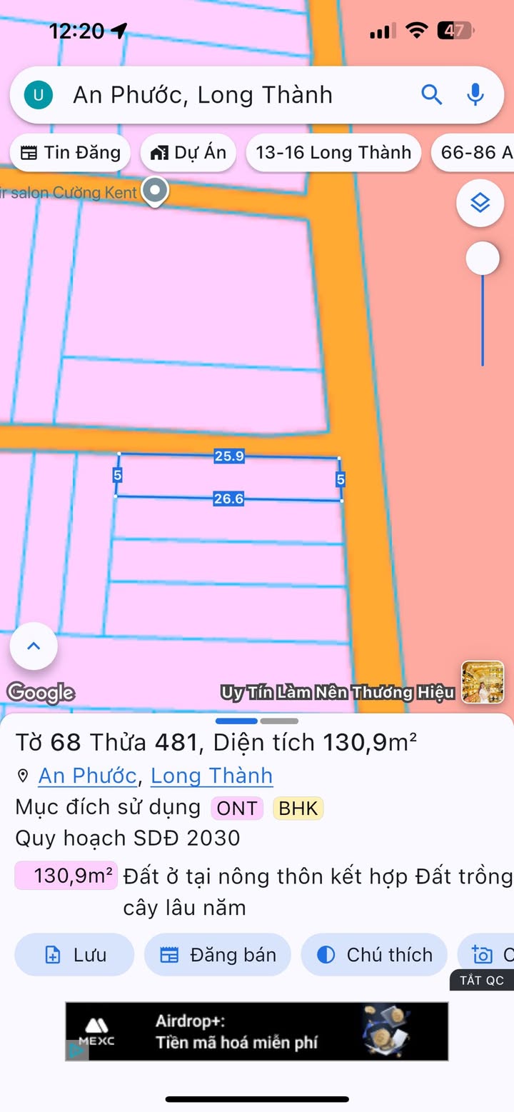 Đất nền đẹp góc 2 mặt tiền An Phước Long Thành 130m² giá 2.15 tỷ - Sổ hồng riêng