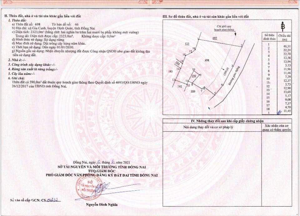 Đất nền xã Gia Canh, huyện Định Quán, 2323m² - Giá tốt, pháp lý rõ ràng!