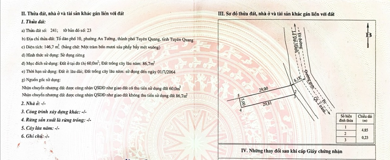 Đất nền Tuyên Quang 146,7m² - Vị trí đắc địa bên cạnh Công An tỉnh