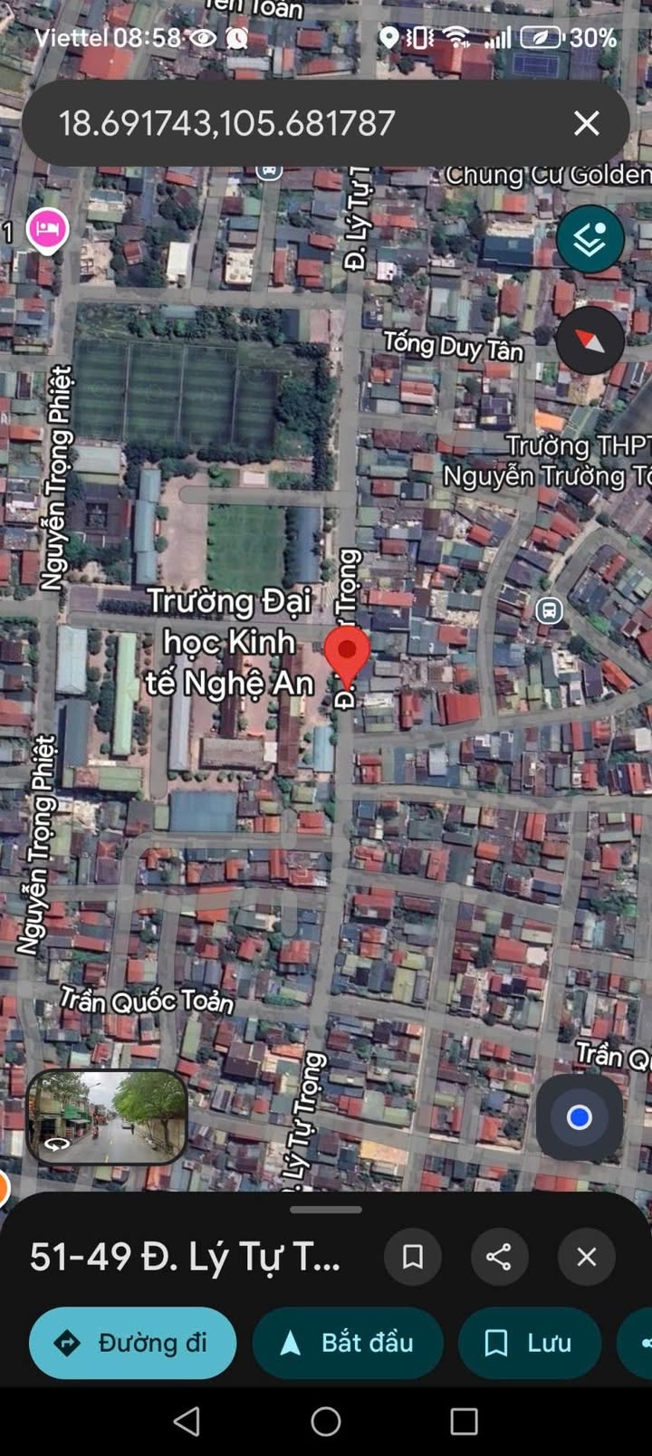 Đất ở Lý Tự Trọng, Vinh 156m² giá 13 tỷ - Vị trí đắc địa ngay cổng trường Kinh tế!