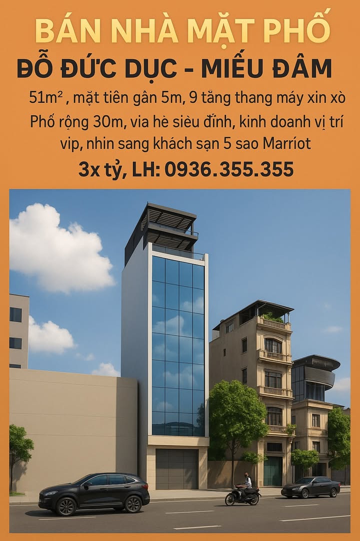 Nhà mặt phố Đỗ Đức Dục, Mễ Trì 51m² giá 30 tỷ - Vị trí VIP kinh doanh đỉnh cao!