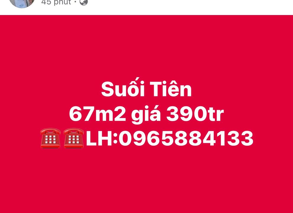 Đất nền Suối Tiên Diên Khánh 67m² giá 390 triệu - Cơ hội đầu tư tuyệt vời!