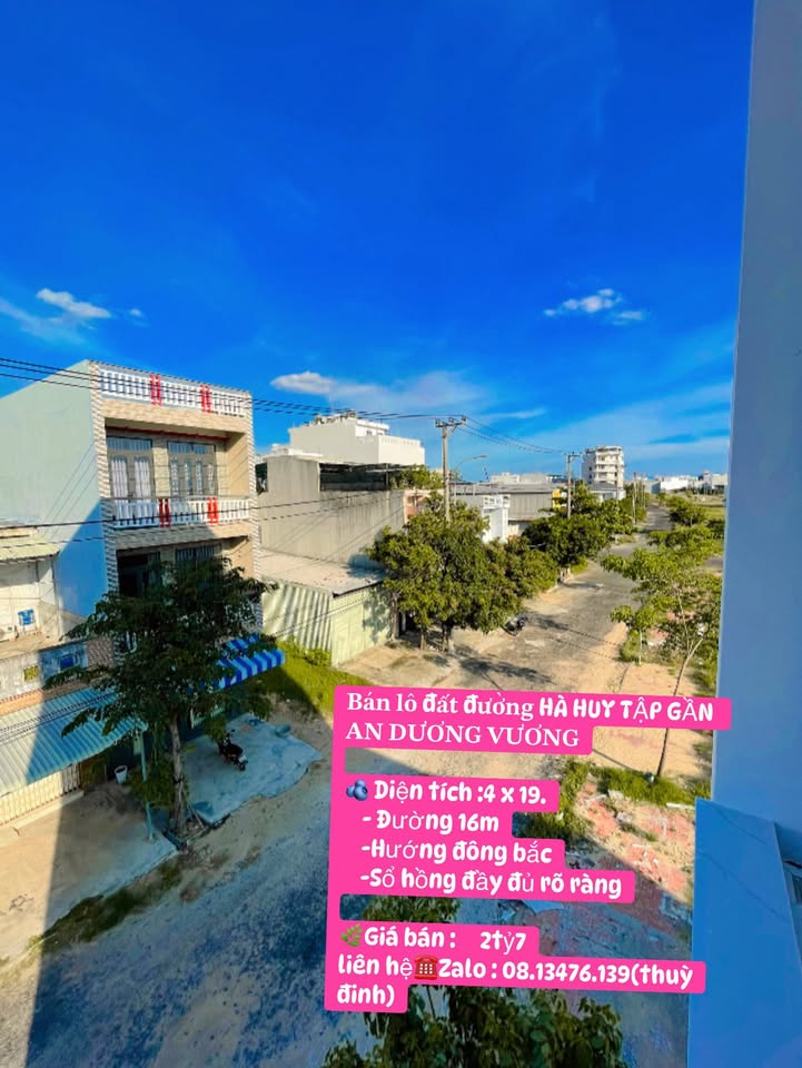 Đất nền đường Hà Huy Tập, phường 9, Tuy Hòa 76m² giá 2.7 tỷ - Sổ hồng đầy đủ, hướng Đông Bắc!