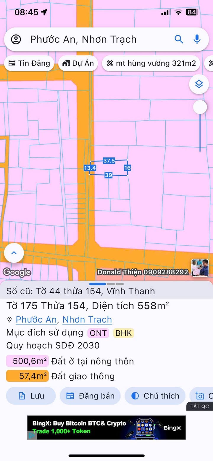 Đất nền Vĩnh Thanh Nhơn Trạch 558m² giá 4.185 tỷ - Cơ hội đầu tư tuyệt vời!
