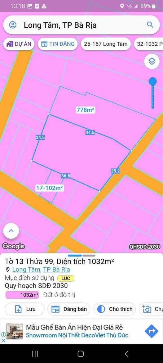 Đất Phường Long Tâm, TP. Bà Rịa 1.000m² giá 7 tỷ - Cơ hội đầu tư tuyệt vời!