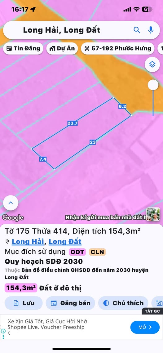 Đất Long Hải 138m² giá 2 tỷ - Nở hậu 7.5m, vị trí đẹp!