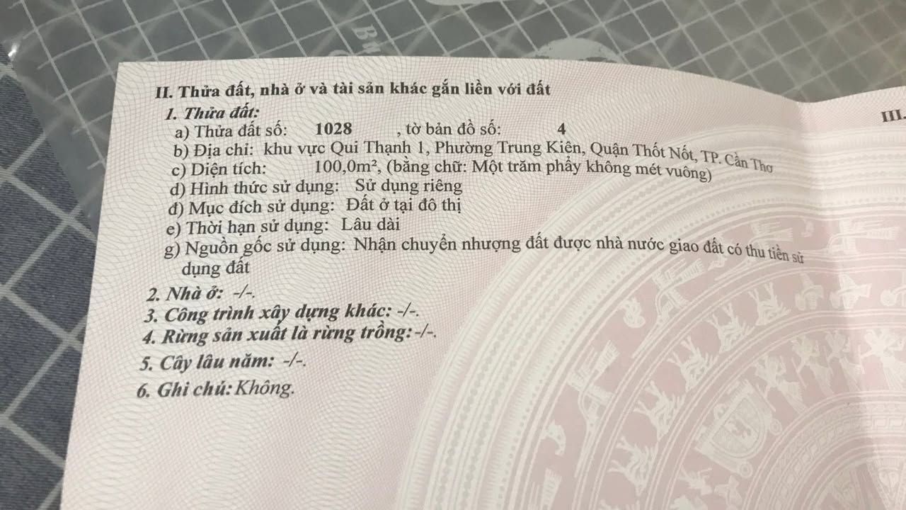 Đất nền hẻm 5, phường Thuận Hưng, quận Thốt Nốt 100m² - Khu dân cư an ninh tốt!