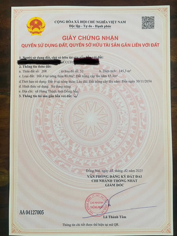 Đất nền Tây Hòa, Trảng Bom, Đồng Nai 145m² giá 1.5 tỷ - Đầu tư sinh lời ngay!