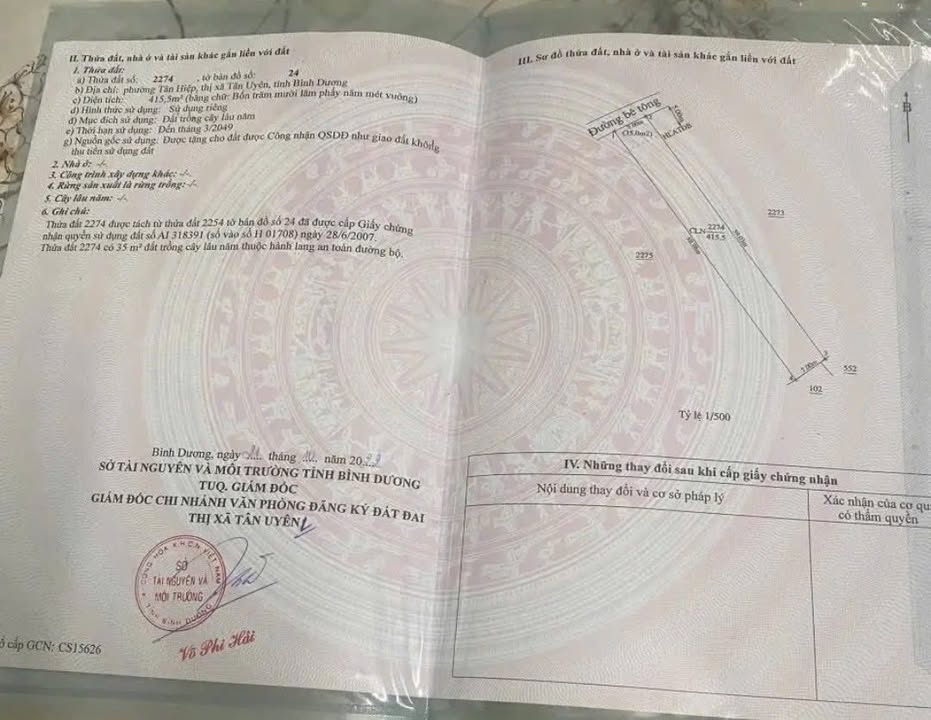 Đất nền Tân Hiệp, Tân Uyên 420m² giá 2 tỷ - Cơ hội đầu tư lý tưởng!