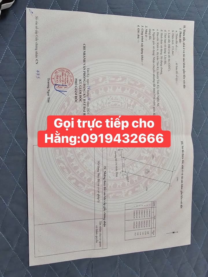 Đất nền chính chủ xã Tân Kỳ Nghệ An 144m² giá 3.29 tỷ - Sổ đỏ thổ cư 100%!