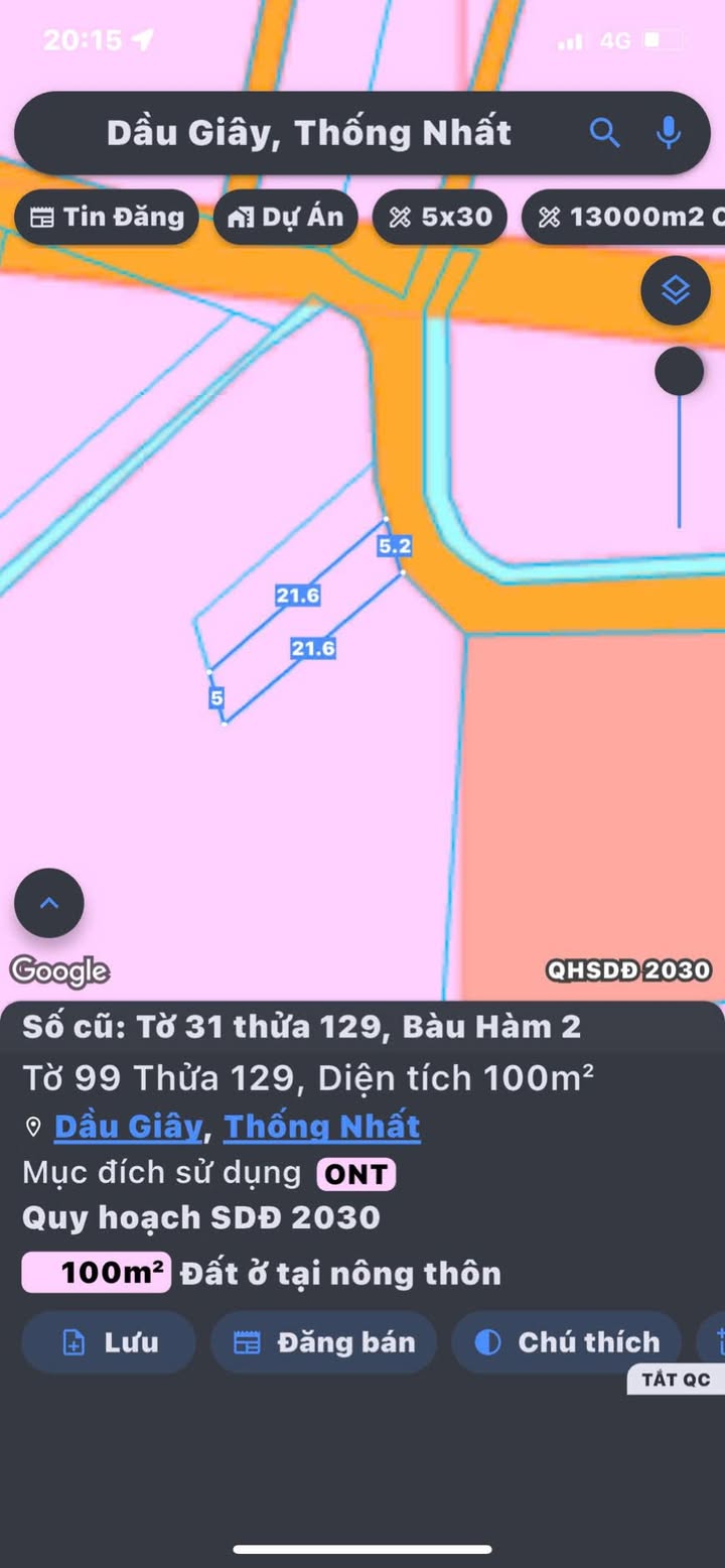 Đất thổ cư Dầu Giây, Đồng Nai 105m² giá 650 triệu - Cơ hội đầu tư tuyệt vời!