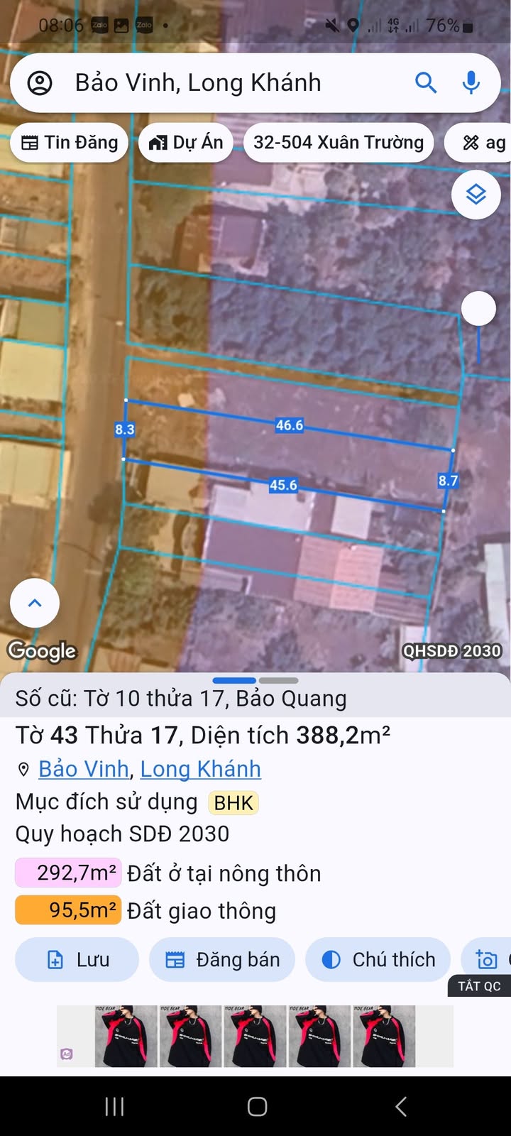 Đất Bảo Quang, Long Khánh 37895m² giá 1.35 tỷ - Mặt tiền đường nhựa gần chợ