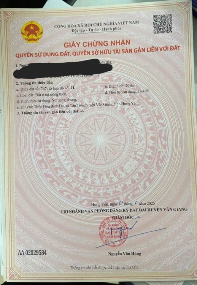 Đất ở thôn Hòa Bình Hạ, Văn Giang 70,6m² giá 2,8 tỷ - Đường ô tô ra vào thoải mái!