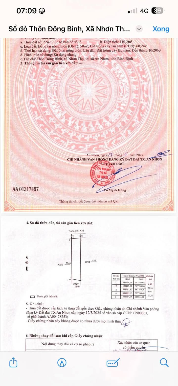 Đất nền Nhơn Hòa An Nhơn 110m² giá 400 triệu - Mặt tiền đường bê tông ô tô vào tận nơi!