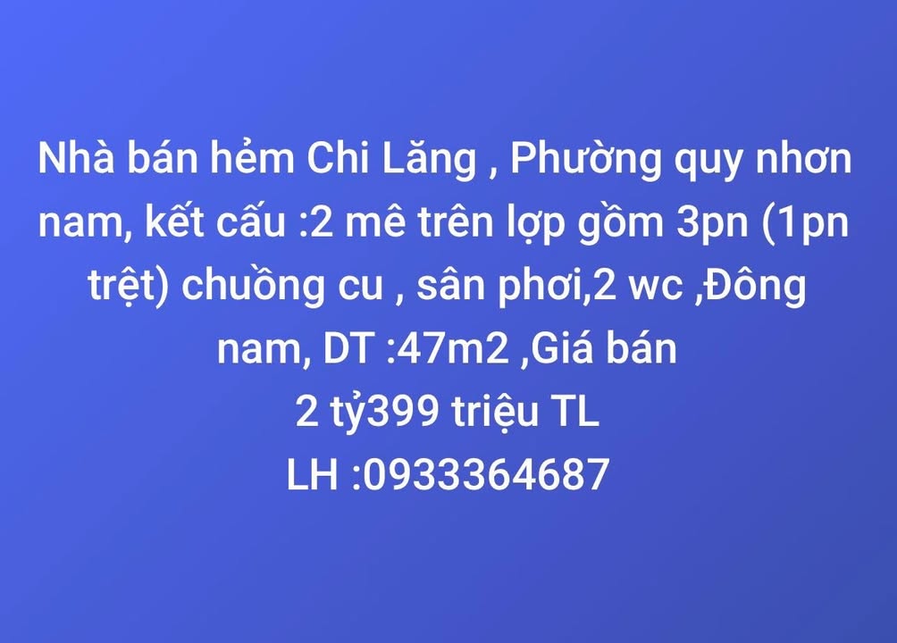 Nhà bán hẻm Chi Lăng, Quy Nhơn 47m² giá 2.399 tỷ - Thiết kế tiện nghi