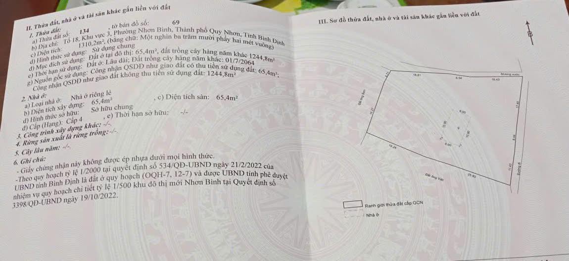 Đất nền Nhơn Bình Quy Nhơn 1310m² giá 3.8 tỷ - Tiềm năng đầu tư lớn!