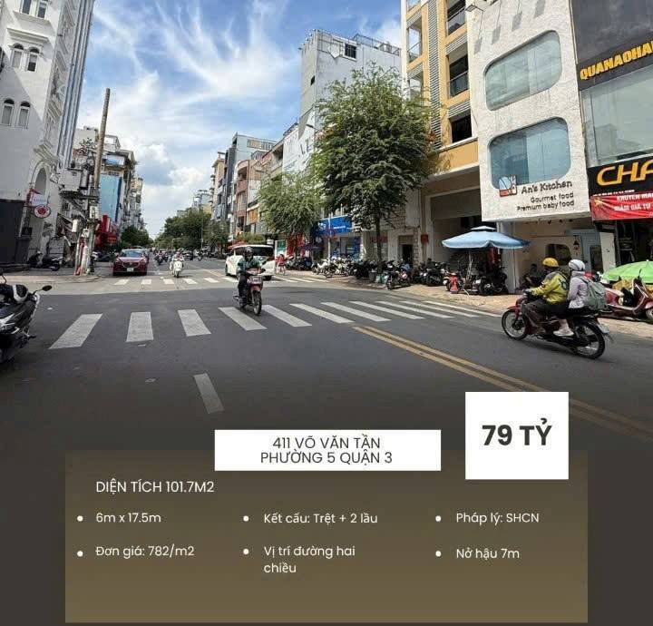 Bán nhà mặt tiền 411 Võ Văn Tần, Quận 3, Diện tích 101.7m² - Vị trí đắc địa kinh doanh