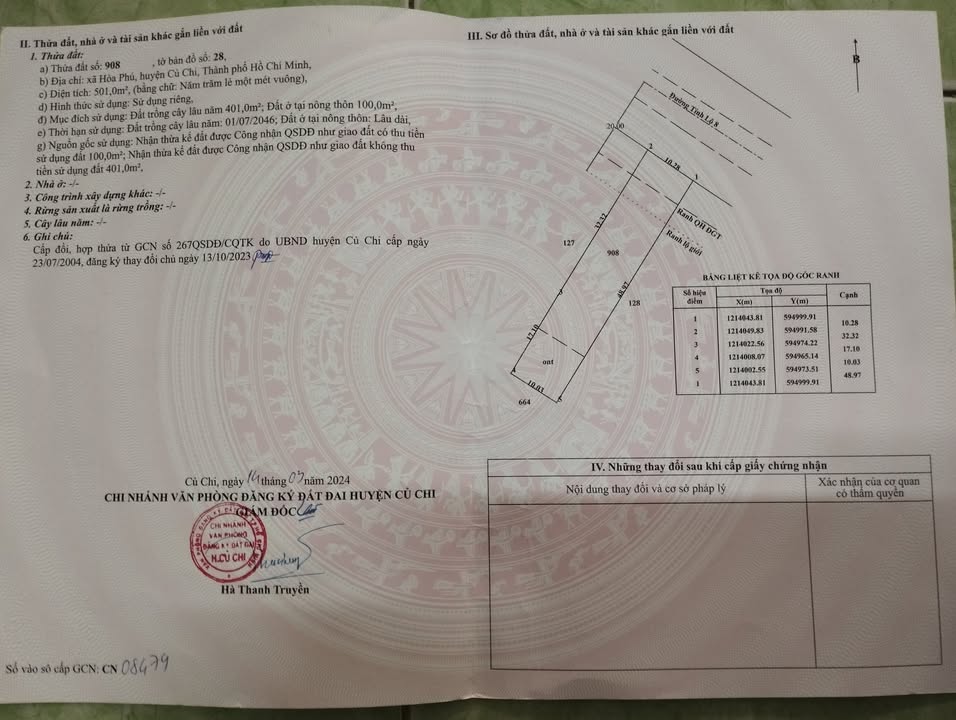 Đất mặt tiền Tỉnh lộ 8, xã Hòa Phú, Củ Chi 740m² giá 37 tỷ - Đầu tư sinh lời ngay!