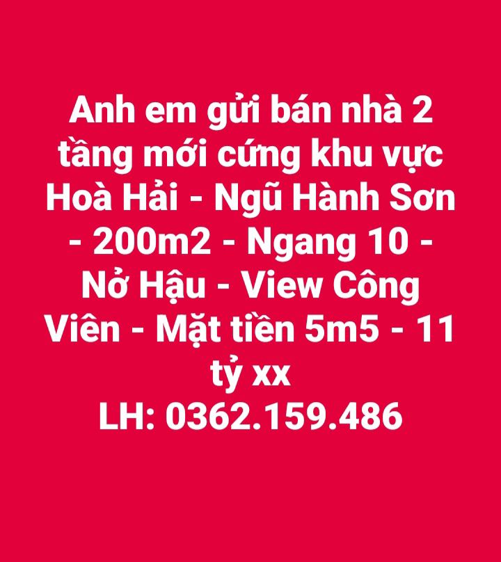 Nhà 2 tầng Hòa Hải Đà Nẵng 200m² giá 11 tỷ - View công viên xanh mát!