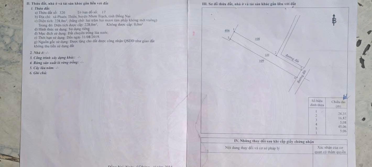 Đất Phước Thiền 228m² giá 4,5 tỷ - Sổ đỏ chính chủ, tiện ích đầy đủ!