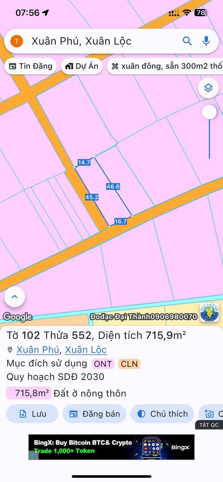 Đất nền đẹp tại Xuân Phú, Xuân Lộc 716m² giá chỉ 1.1 tỷ - Đầu tư sinh lời ngay!