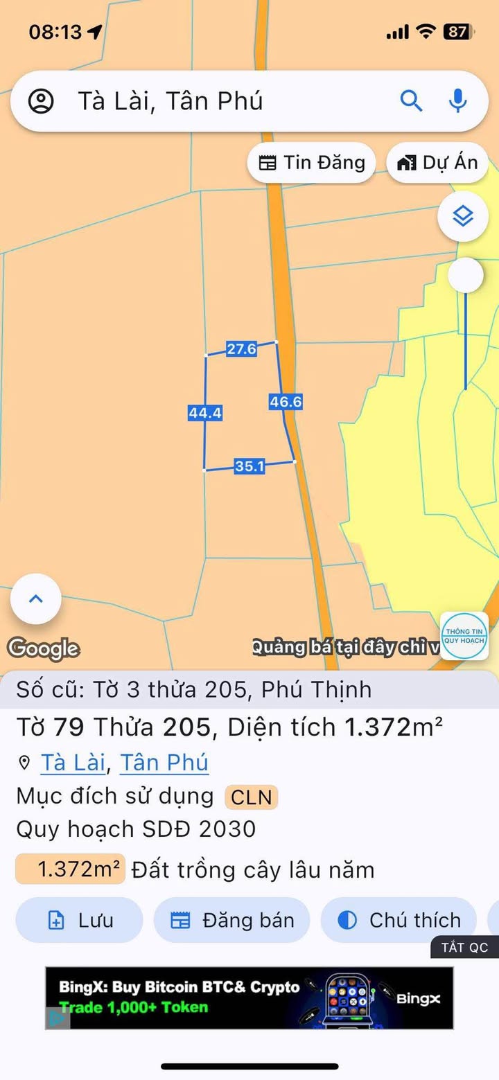 Đất thổ cư 1372m² Phú Thịnh, Tân Phú, Đồng Nai - Giá hợp lý 550 triệu