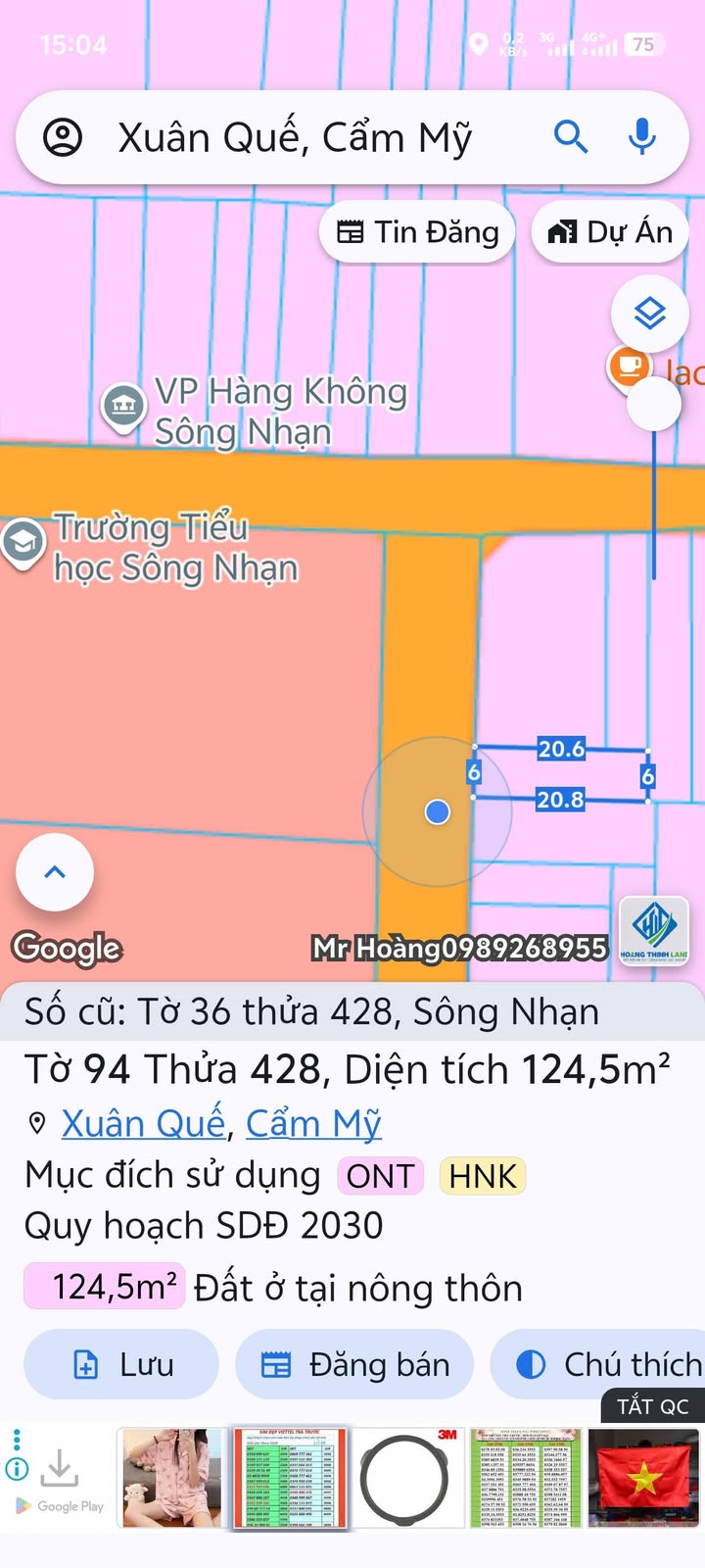 Đất thổ cư Sông Nhạn, Cẩm Mỹ 123.6m² giá 1 tỷ - Tiềm năng đầu tư sinh lời!