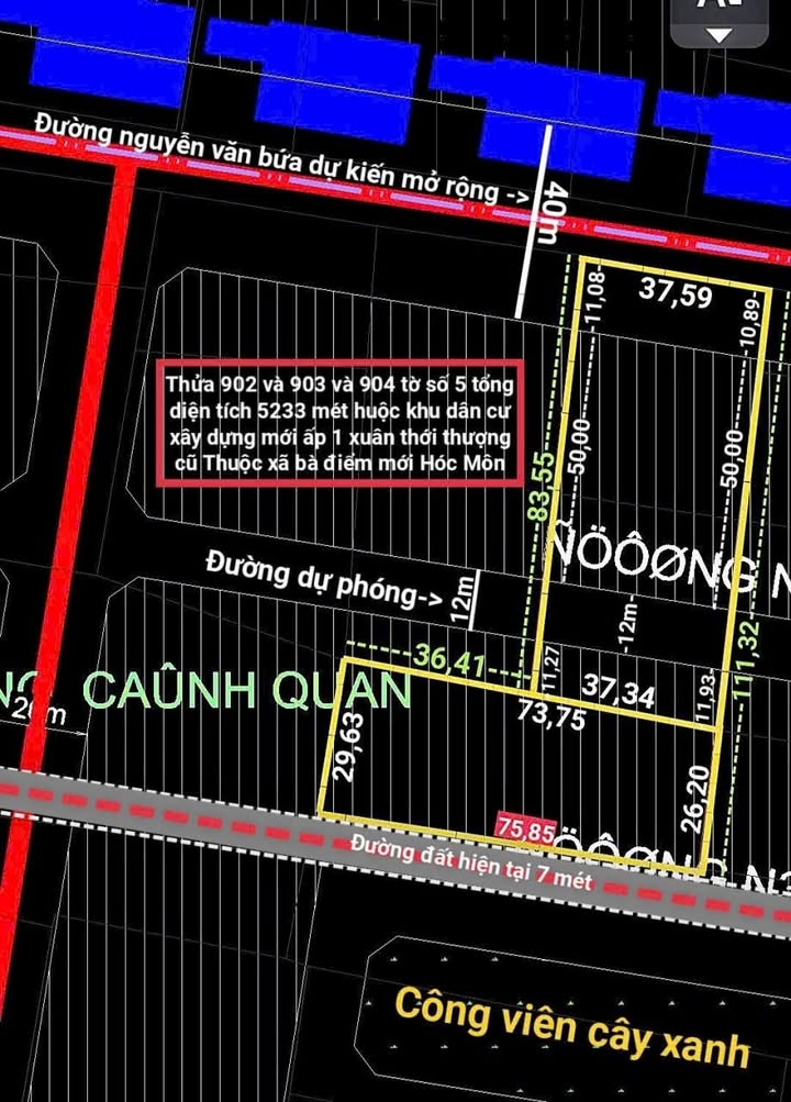 Đất nền 2 mặt tiền đường Nguyễn Văn Bứa, xã Bà Điểm, 5233m² giá 14 triệu/m² - Cơ hội đầu tư hấp dẫn!