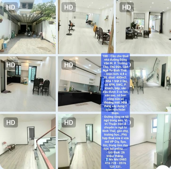 Nhà cho thuê đường Đặng Văn Bi, Thủ Đức 182m² - Phù hợp làm VP, Spa, dạy học!