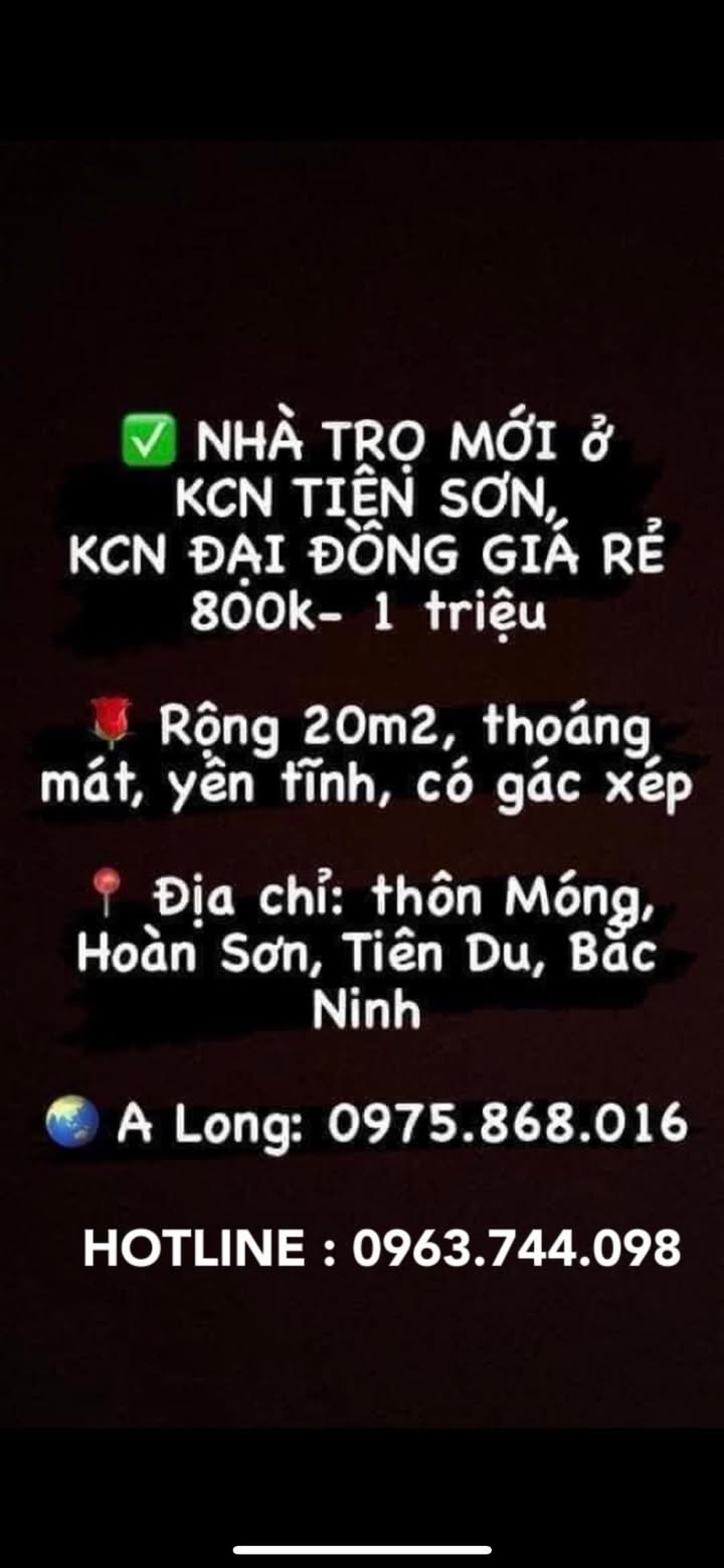 Phòng trọ cho thuê tại Tiên Sơn - Bắc Ninh 20m² chỉ 900k - Tiện nghi đầy đủ!