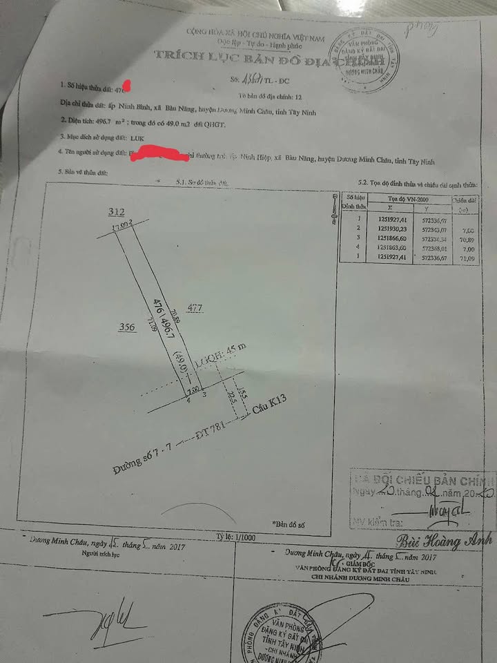 Đất nền Ninh Thạnh, Dương Minh Châu 490m² giá 250 triệu - Bán gấp, cơ hội đầu tư!