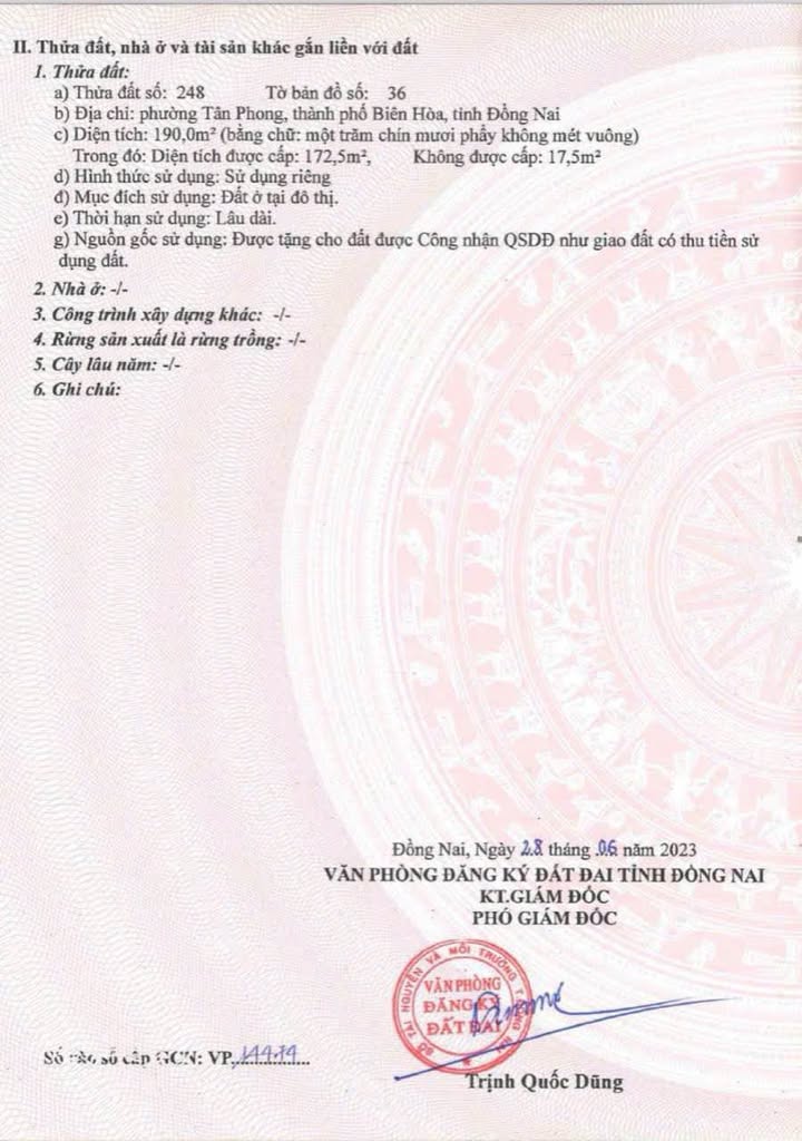 Đất nền đường Hồ Hòa, phường Tân Phong, 185m² - Sổ đỏ chính chủ, giá thương lượng hấp dẫn!