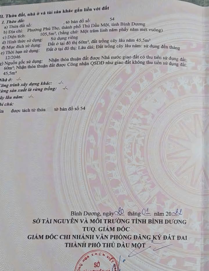 Đất nền Phú Thọ Thủ Dầu Một 105m² giá chỉ 2.3 tỷ - Đường ô tô tránh nhau