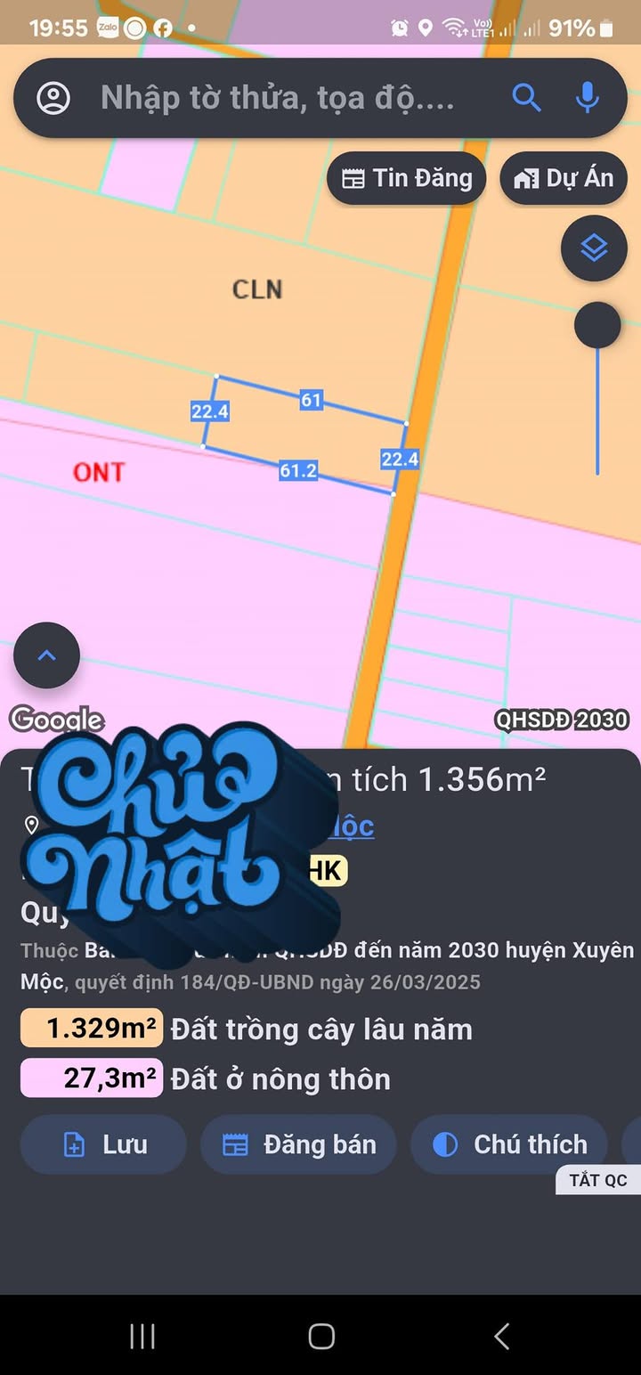 Đất Xuyên Mộc - Bà Rịa - Vũng Tàu 1356m² giá 1.6 tỷ - Đầu tư sinh lời cho tương lai!