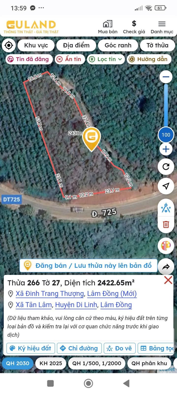 Đất nền mặt đường ĐT725, xã Tân Lâm, Di Linh 4700m² giá 2.7 tỷ - Cơ hội đầu tư không thể bỏ lỡ!